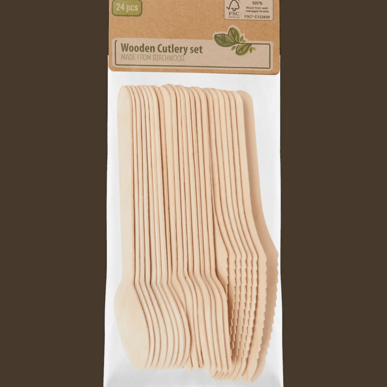 Action Partyartikel<Besteckset aus Holz