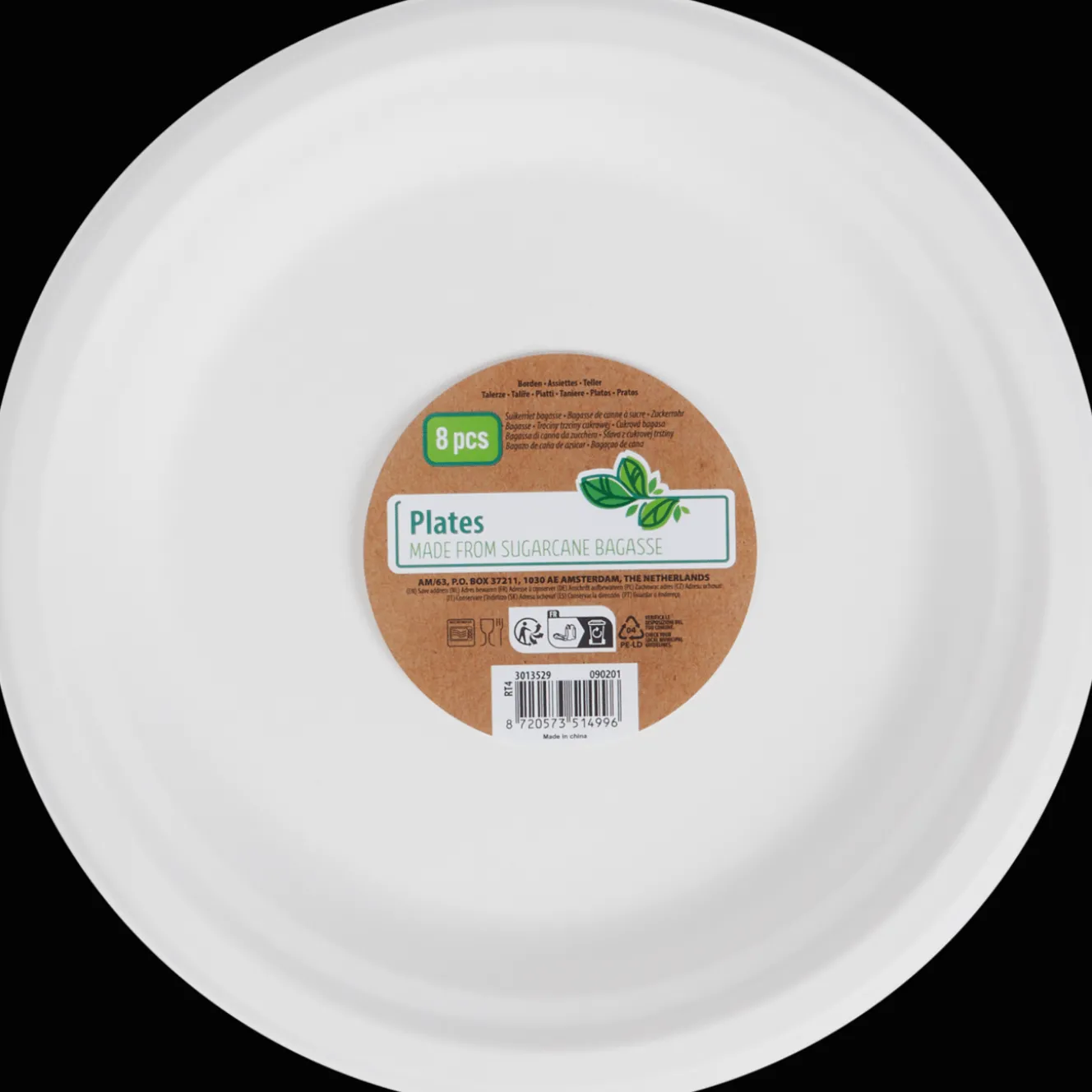 Action Partyartikel<Teller aus Bagasse